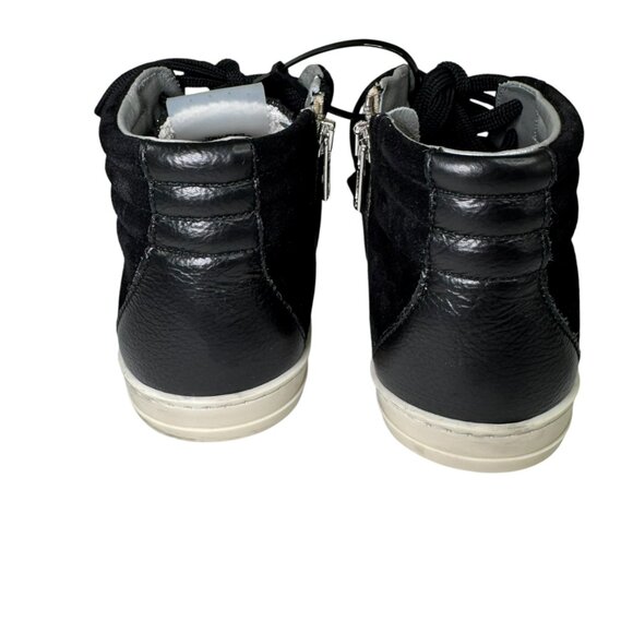 P448 Black Suede High-Top Sneakers Size 7 – Zip Detail & Metallic Lining - Picture 8 of 9